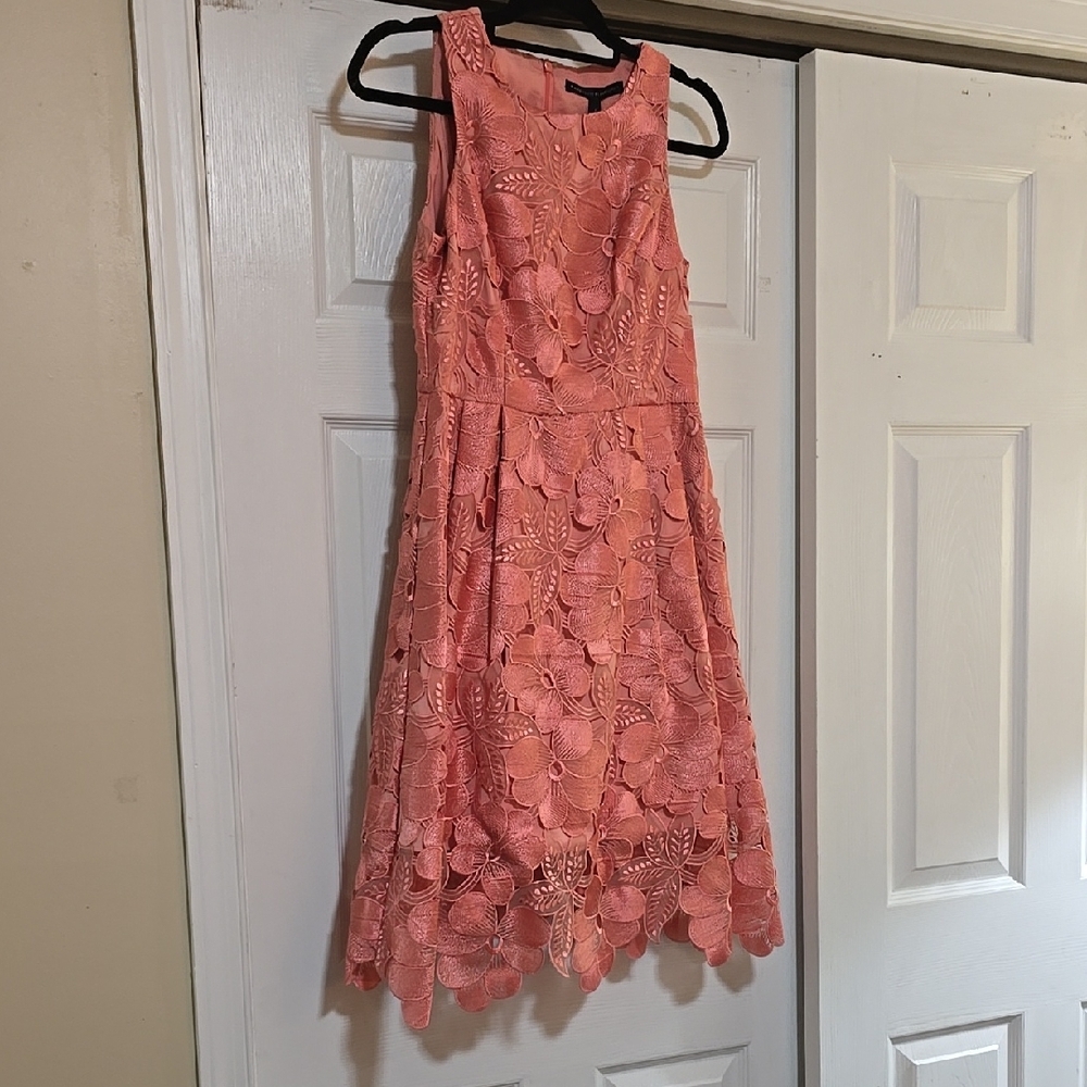 Coral Lace Sleeveless Dress